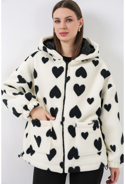 Kadın Kapüşonlu Peluş Ceket 5236