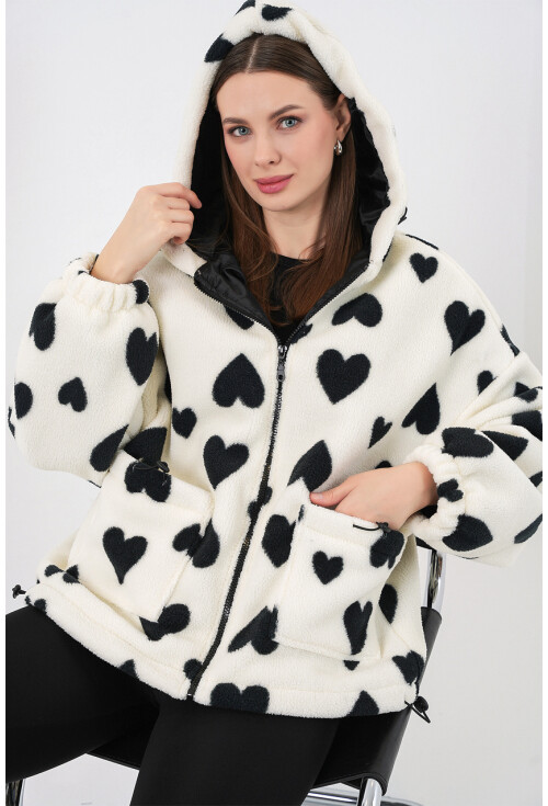 Kadın Kapüşonlu Peluş Ceket 5236