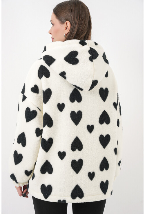 Kadın Kapüşonlu Peluş Ceket 5236