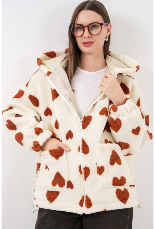 Kadın Kapüşonlu Peluş Ceket 5236
