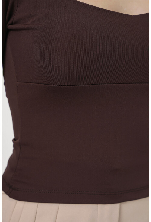 Kadın Kare Yaka Slim Fit Bluz 986