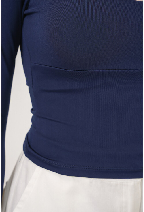 Kadın Kare Yaka Slim Fit Bluz 986