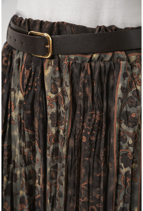 Kadın Kemerli Desenli Etek 8074