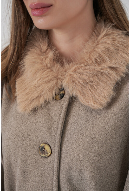 Kadın Kemerli Kaşe Panço 9165