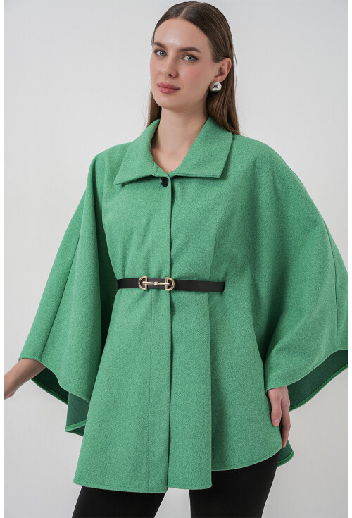 Kadın Kemerli Kaşe Panço 9170