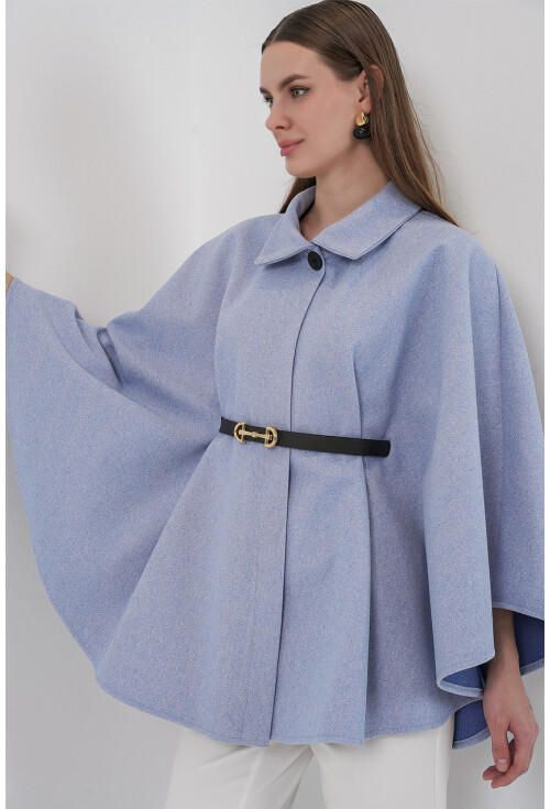 Kadın Kemerli Kaşe Panço 9170