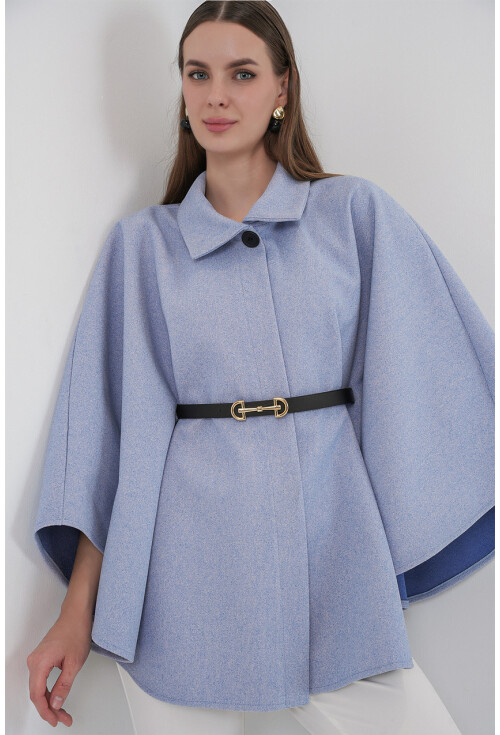 Kadın Kemerli Kaşe Panço 9170