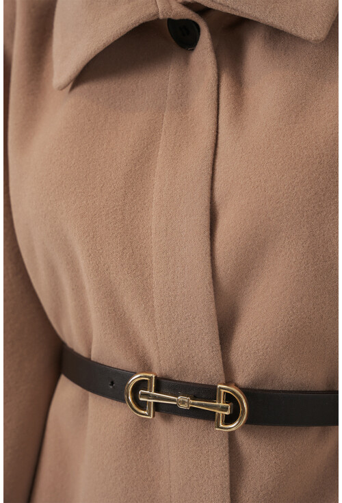 Kadın Kemerli Kaşe Panço 9170