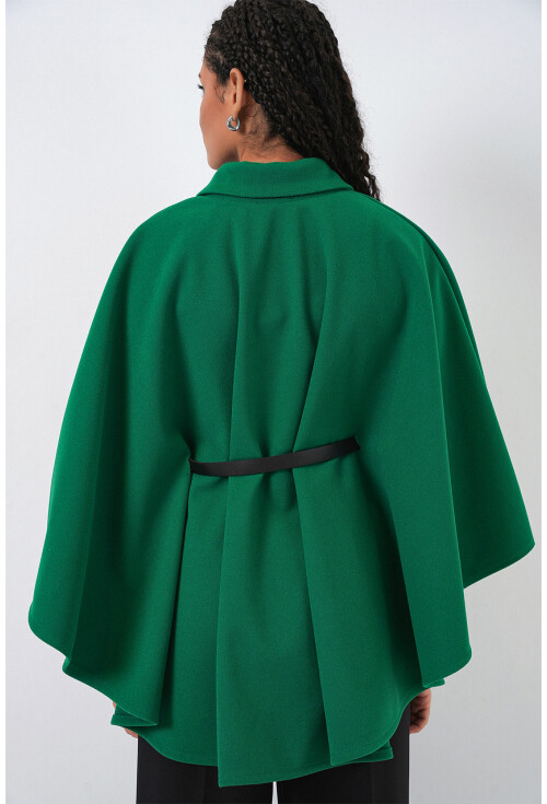 Kadın Kemerli Kaşe Panço 9170