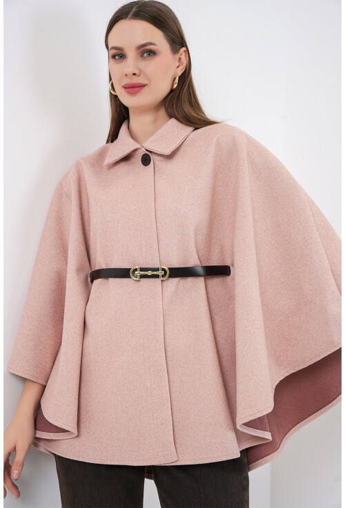 Kadın Kemerli Kaşe Panço 9170