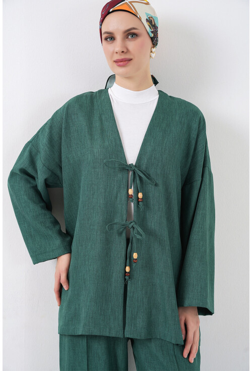 Kadın Keten Kimono İkili Takım 6727