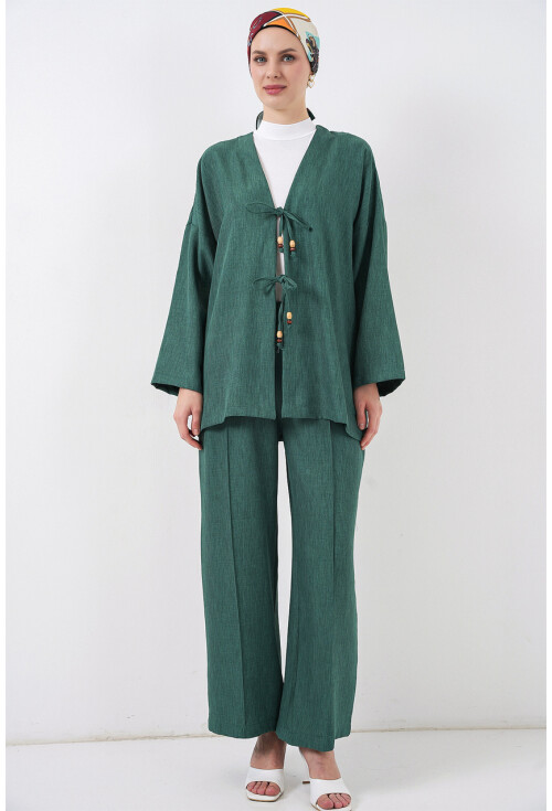 Kadın Keten Kimono İkili Takım 6727