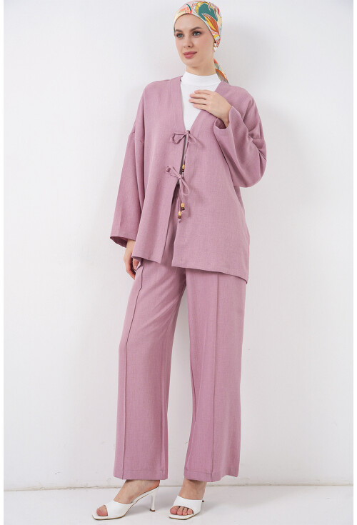 Kadın Keten Kimono İkili Takım 6727