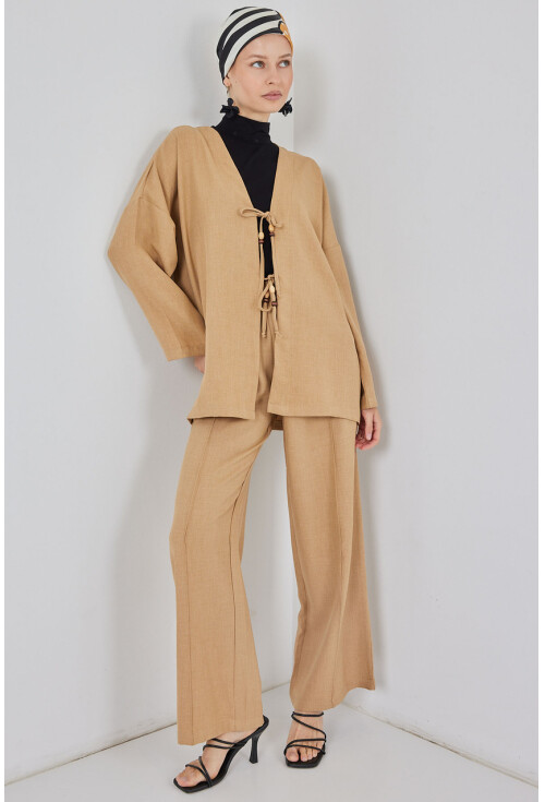 Kadın Keten Kimono İkili Takım 6727