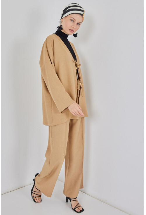 Kadın Keten Kimono İkili Takım 6727