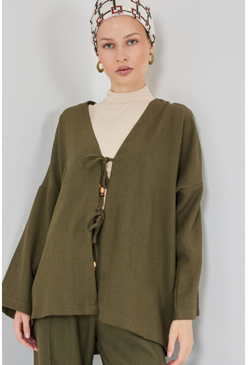 Kadın Keten Kimono İkili Takım 6727