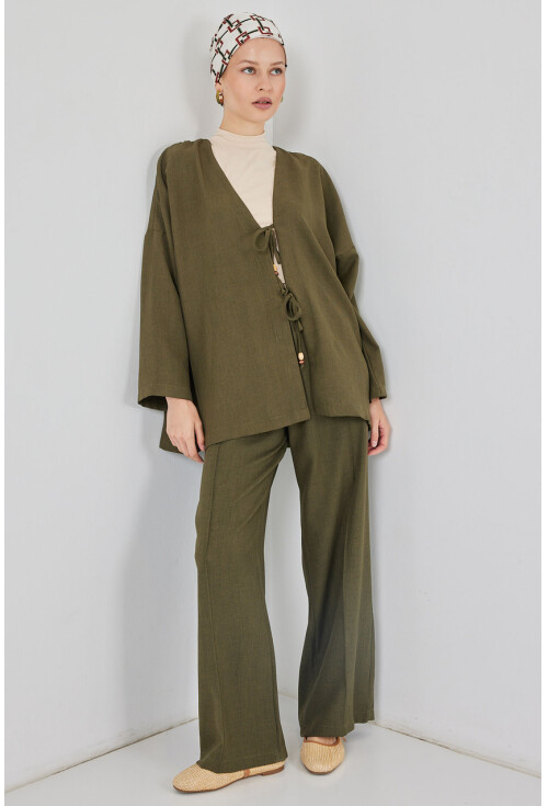 Kadın Keten Kimono İkili Takım 6727