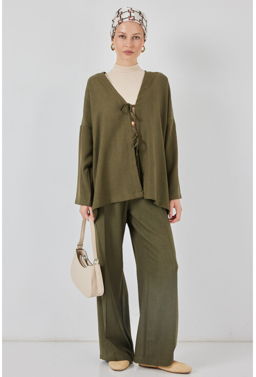 Kadın Keten Kimono İkili Takım 6727