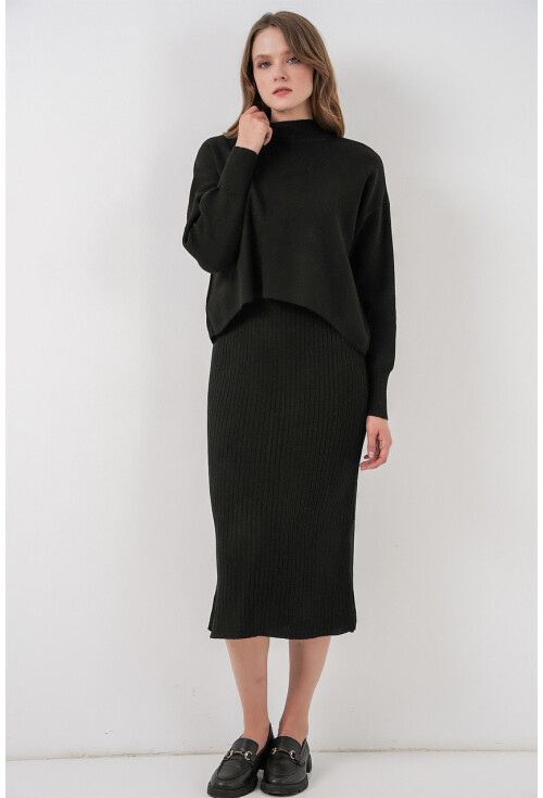 Kadın Kısa Kazaklı Triko Elbise 15958