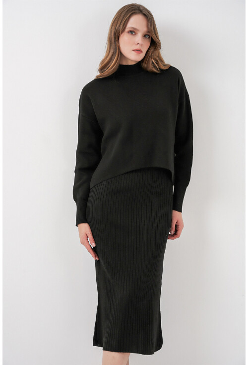 Kadın Kısa Kazaklı Triko Elbise 15958