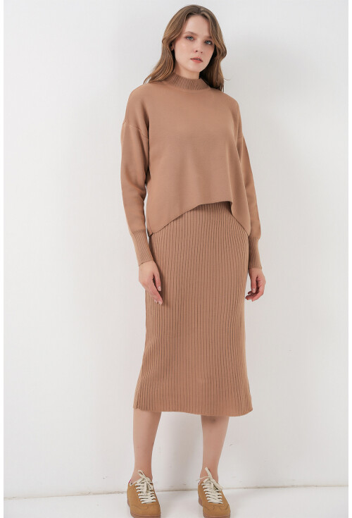 Kadın Kısa Kazaklı Triko Elbise 15958