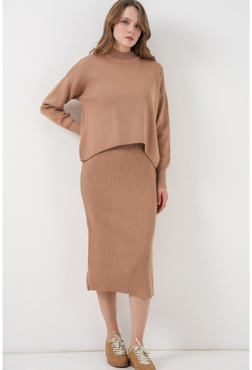 Kadın Kısa Kazaklı Triko Elbise 15958