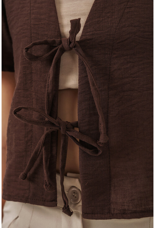 Kadın Kısa Kol Crop Bluz 958