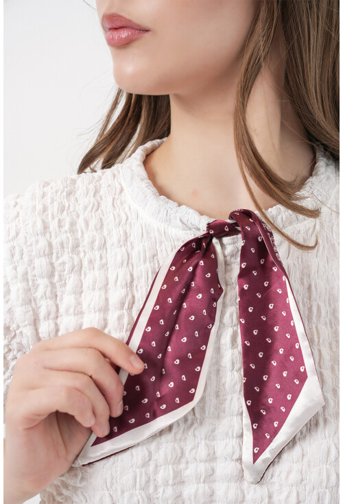 Kadın Kısa Kol Fularlı Örme Bluz 981