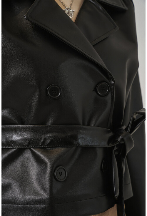 Kadin Kısa Suni Deri Ceket 1058