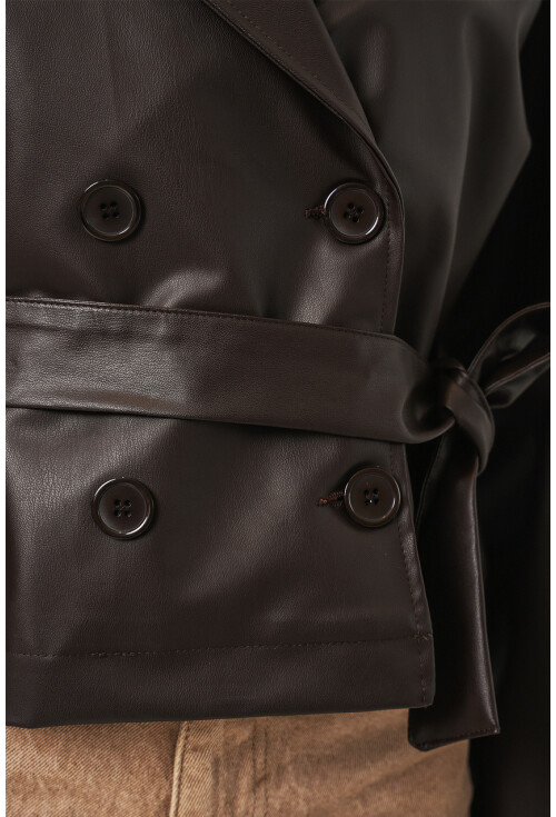 Kadin Kısa Suni Deri Ceket 1058