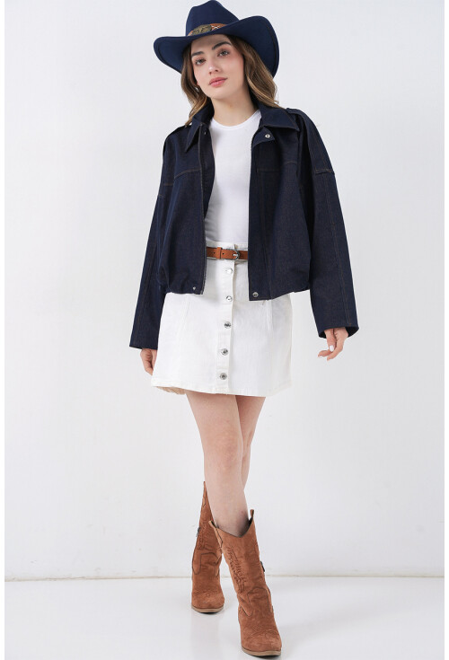 Kadın Kot Bomber Ceket 0737