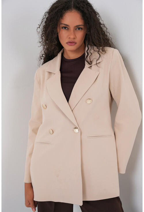 Kadın Kruvaze Yaka Blazer Ceket 0722