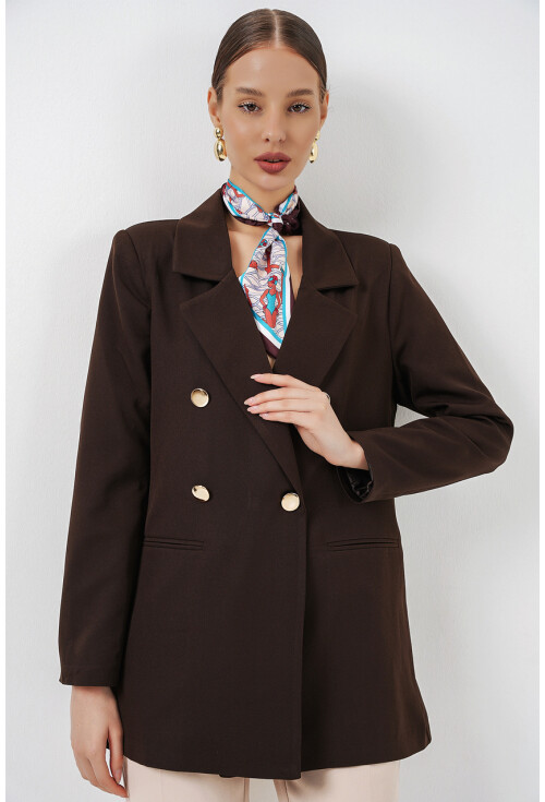 Kadın Kruvaze Yaka Blazer Ceket 0722