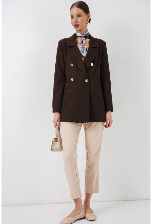 Kadın Kruvaze Yaka Blazer Ceket 0722