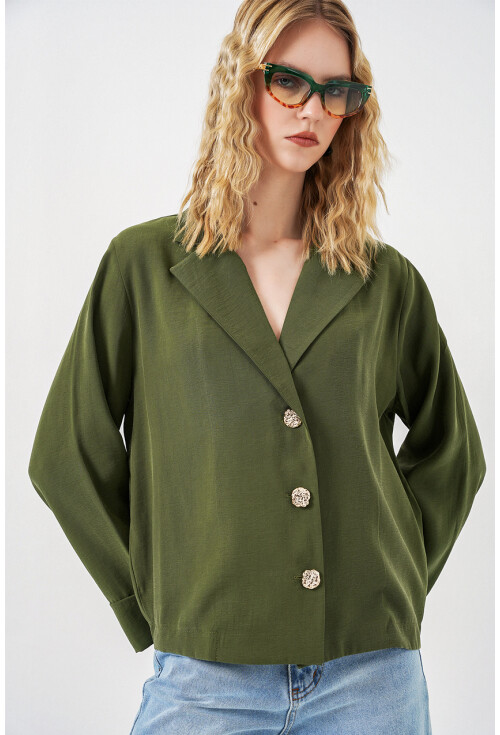 Kadın Kruvaze Yaka Oversize Ceket 0747