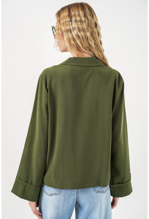 Kadın Kruvaze Yaka Oversize Ceket 0747