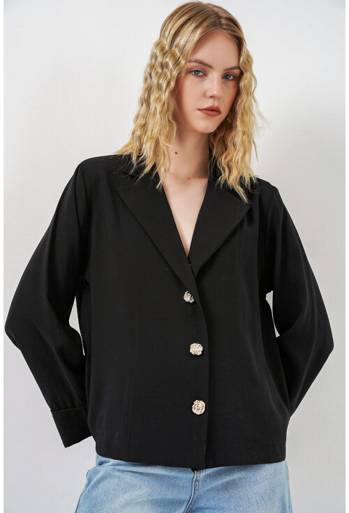 Kadın Kruvaze Yaka Oversize Ceket 0747