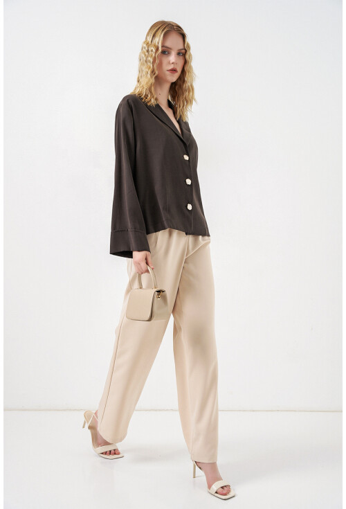 Kadın Kruvaze Yaka Oversize Ceket 0747