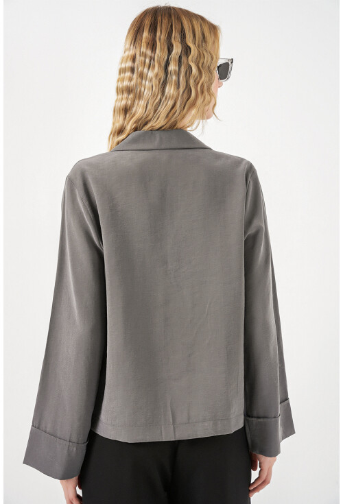 Kadın Kruvaze Yaka Oversize Ceket 0747