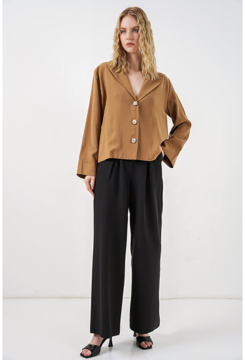 Kadın Kruvaze Yaka Oversize Ceket 0747