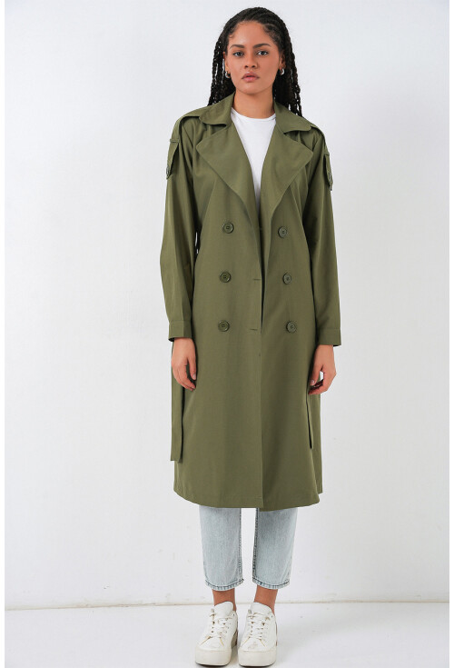 Kadın Kruvaze Yaka Trençkot 5978