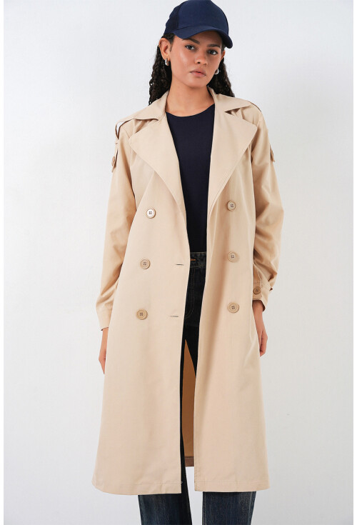 Kadın Kruvaze Yaka Trençkot 5978