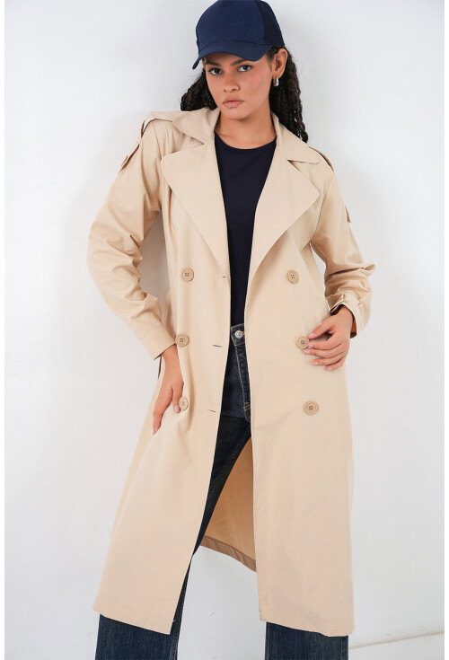 Kadın Kruvaze Yaka Trençkot 5978