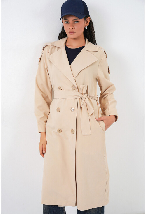 Kadın Kruvaze Yaka Trençkot 5978