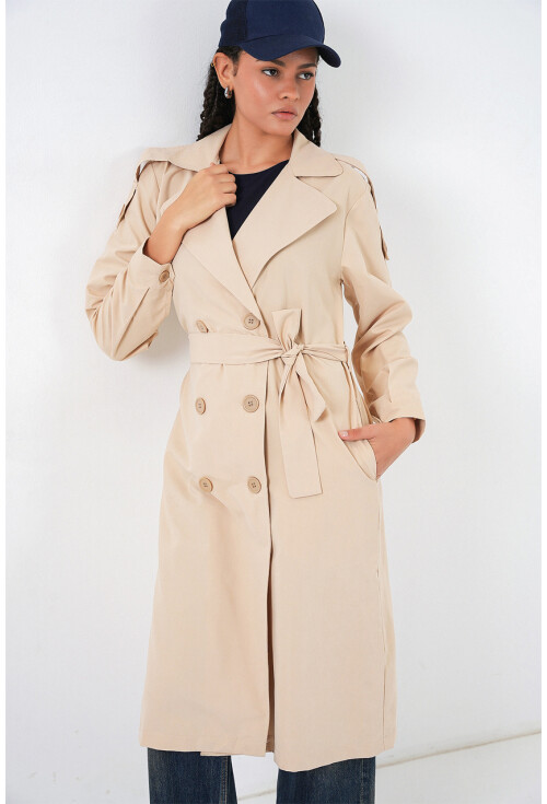 Kadın Kruvaze Yaka Trençkot 5978