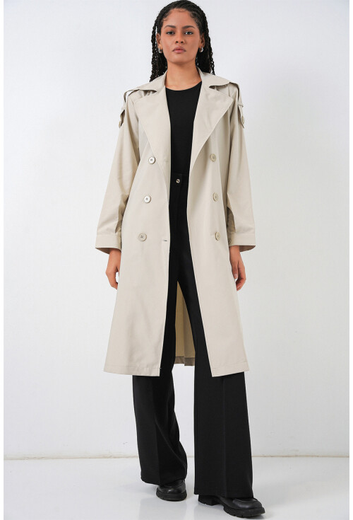 Kadın Kruvaze Yaka Trençkot 5978