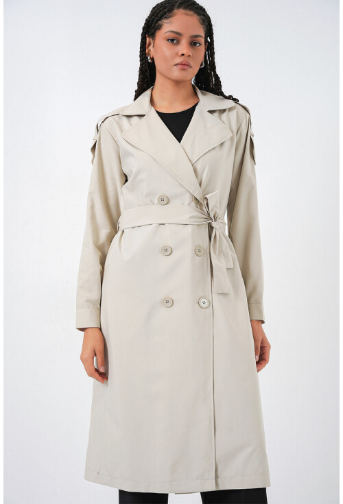 Kadın Kruvaze Yaka Trençkot 5978