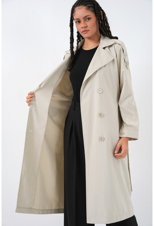 Kadın Kruvaze Yaka Trençkot 5978