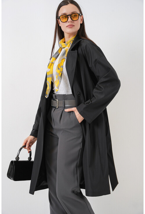 Kadın Kruvaze Yaka Trençkot 5987