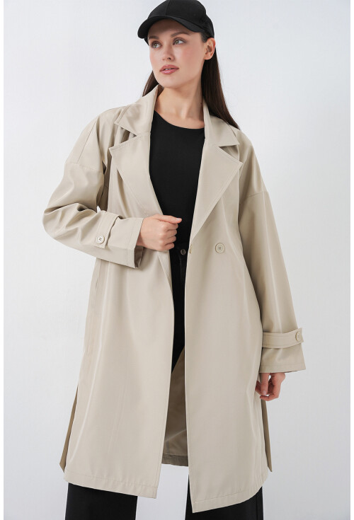 Kadın Kruvaze Yaka Trençkot 5987